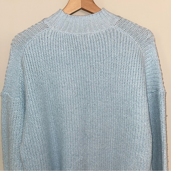 J Crew Cotton Blend Cable Mock Neck Sweater XL Blue Breeze NWT - Picture 6 of 9